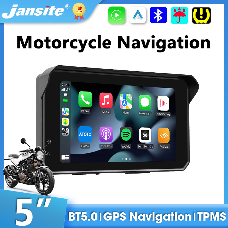Motorcycle Gps Navigator Waterproof - 携帯型5インチバイク用ナビゲーションGPS、ワイヤレスCarPlay＆Android Auto対応、IPX7防水、Bluetooth 5.0、バイク用モニター、タッチスクリーン