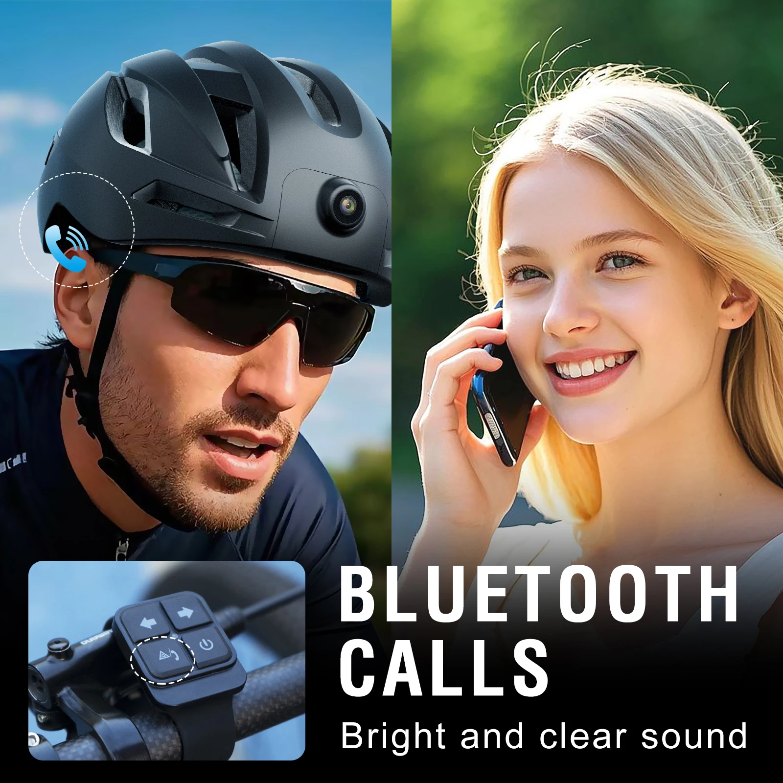 Helmet Communication System Camera - ターンシグナル付きスマートヘルメット、1080pカメラ、GPS、APP、WIFI、Bluetooth、音楽再生＆通話機能、取り外し可能なバッテリー搭載、アウトドアサイクリング用