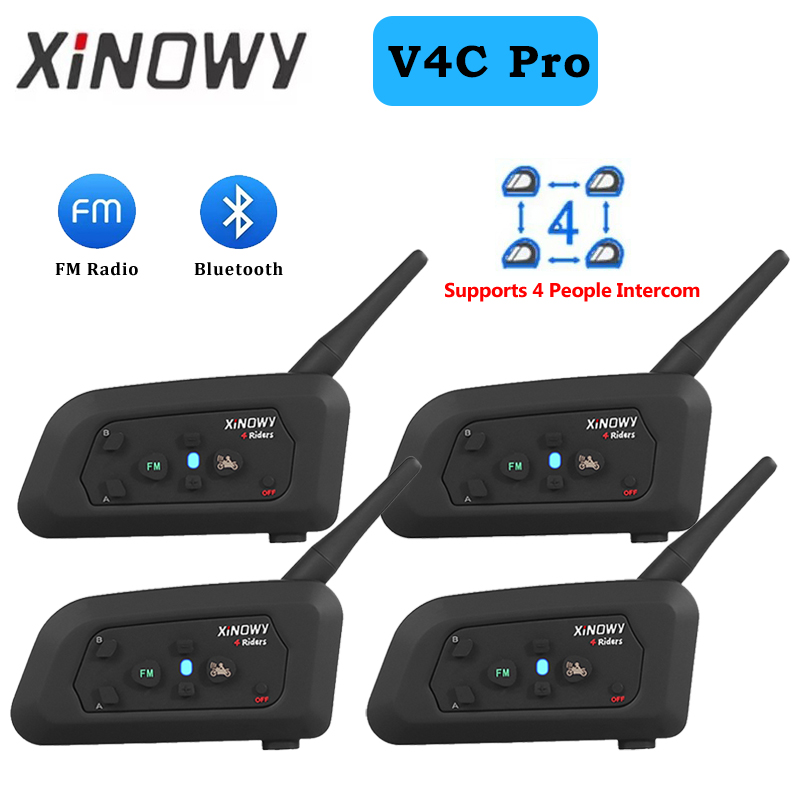 Bluetooth Headset Helmet 1000M - XINOWY 1-4個セット V4C 全二重通信 フットボールコーチ/審判用ヘッドセット 2-4人同時通話