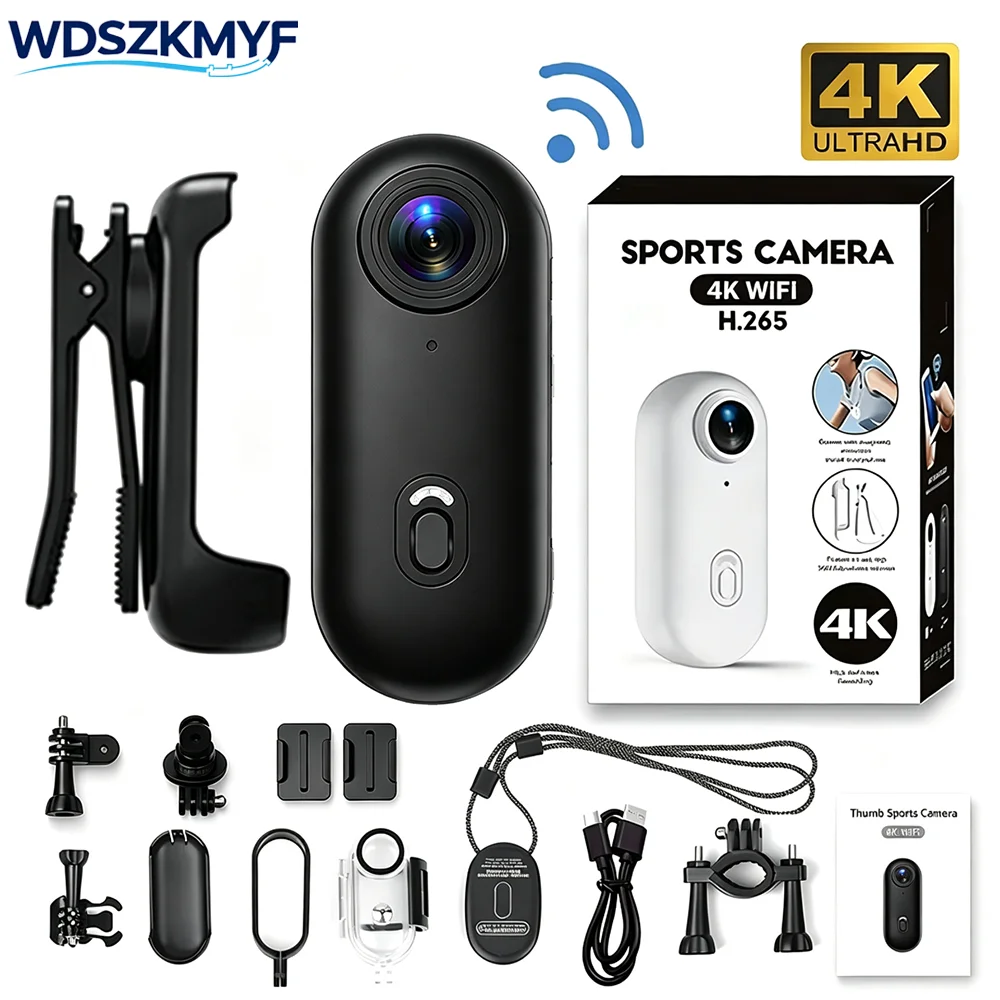 Helmet Camera 4K Wifi - 4K/1080P WiFi磁気式アクションカメラ 1080PポケットVlogサムカメラ キット付き バイクヘルメット 自転車