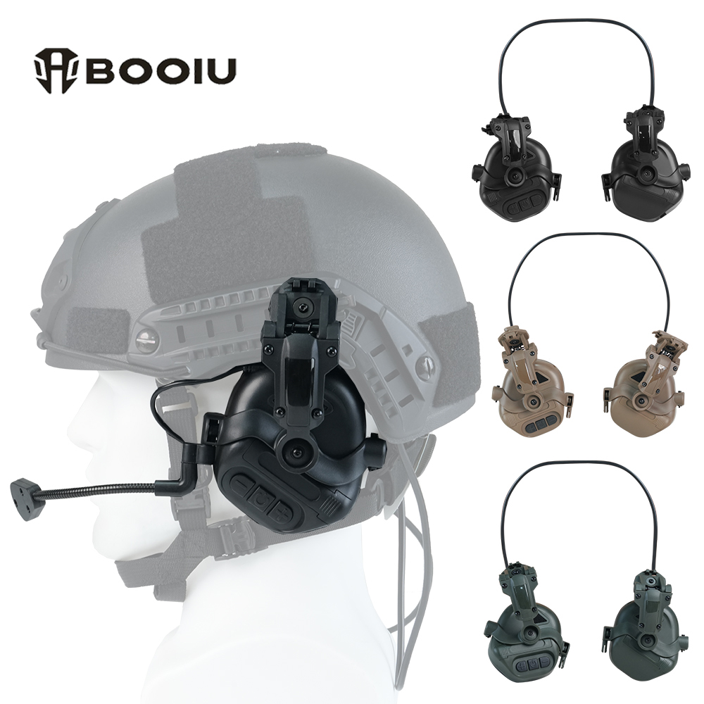 Helmet Headset Noise Cancellation - BOOIU 戦術射撃ヘッドセット ファストヘルメット 3.5mm インターフェース ピックアップヘッドフォン