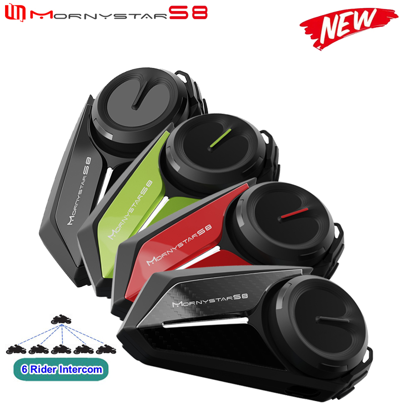Motorcycle Intercom Mesh 2000M - Mornystar S8 インターホン Bluetooth オートバイヘルメットヘッドセット FM