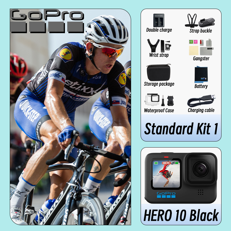 Helmet Camera 4K Wifi - GoPro HERO10 Black純正アクションカメラ 5.3Kサイクリングビデオカメラ GP2チップ 23MP