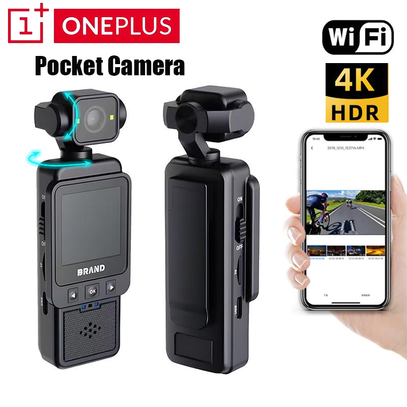Helmet Camera 4K Wifi - OnePlus 4K HD ポケットアクションカメラ。回転可能なVlog用、Wi-Fi対応、小型スポーツカメラ。防水ケース付き。ヘルメット、旅行、自転車、ドライブレコーダーとして使用可能。