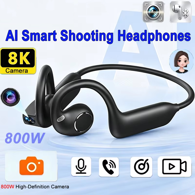 Helmet Camera 4K Wifi - 4K対応スマートヘッドホン、8MPカメラ、翻訳機能、Wi-Fi接続、ビデオ録画機能、Bluetooth 5.4、スポーツ用イヤホン（サイクリングに最適）