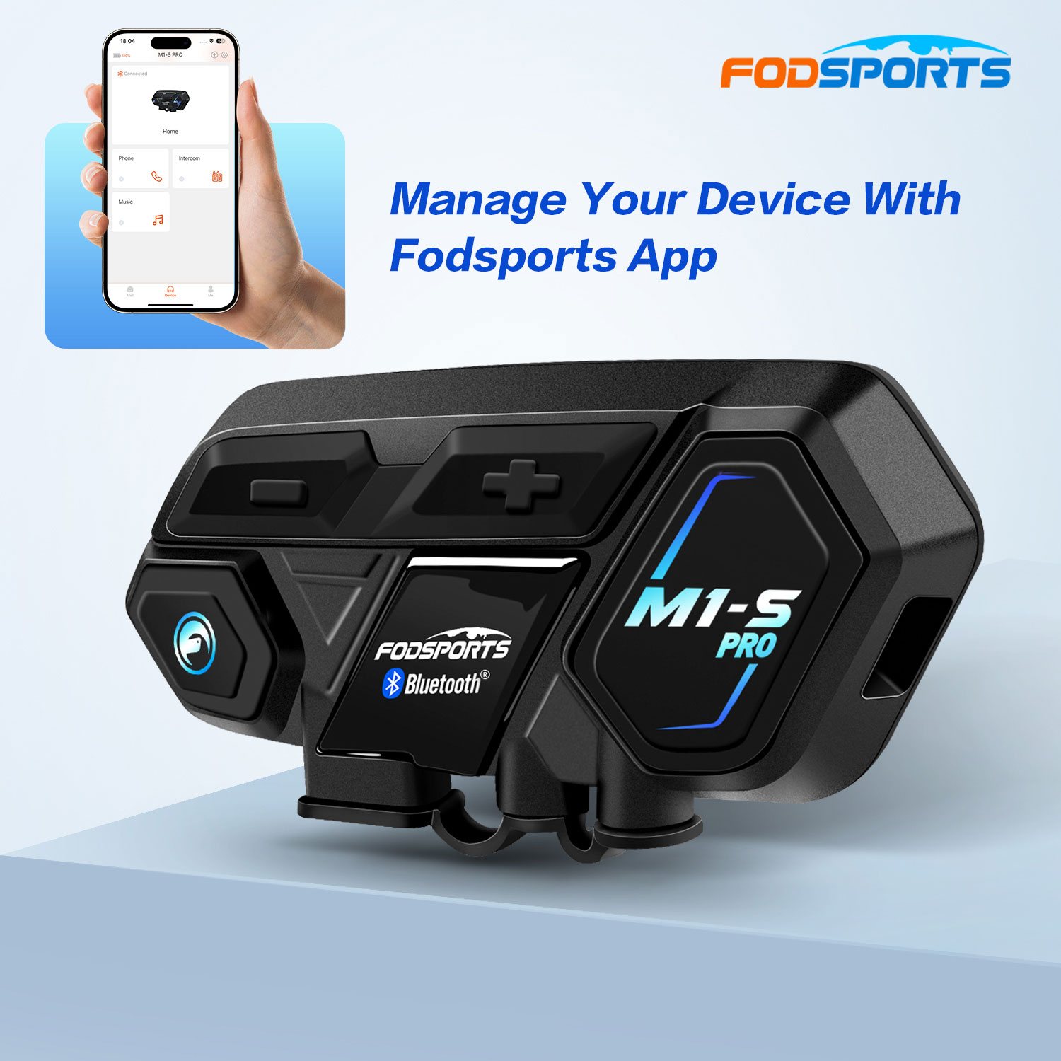 Motorcycle Intercom Mesh 2000M - Fodsports M1-S Pro バイク用Bluetoothインターコム ヘルメットBluetoothヘッドセット ワイヤレスインターホン、10人同時通話