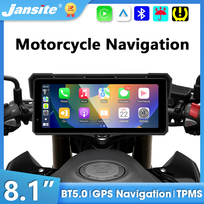 Motorcycle Gps Navigator Waterproof - 8.1インチのバイク用CarPlay対応ディスプレイ、GPSナビゲーション、ワイヤレスAndroid Auto、バイク用レコーダー、モニター、IPX7防水規格、4K DVR対応。