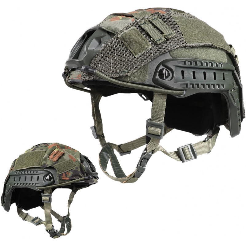 Helmet Headset Noise Cancellation - 調節可能なタクティカルヘルメット、ヘルメットカバー付き、PJタイプの多機能保護NVGマウント、コスプレ、狩猟、射撃用