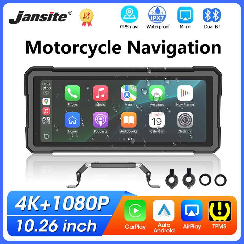 Motorcycle Gps Navigator Waterproof - 10.26インチ モーターサイクル用Carplay GPSナビゲーション 4K+1080P デュアルレンズ モトDVR