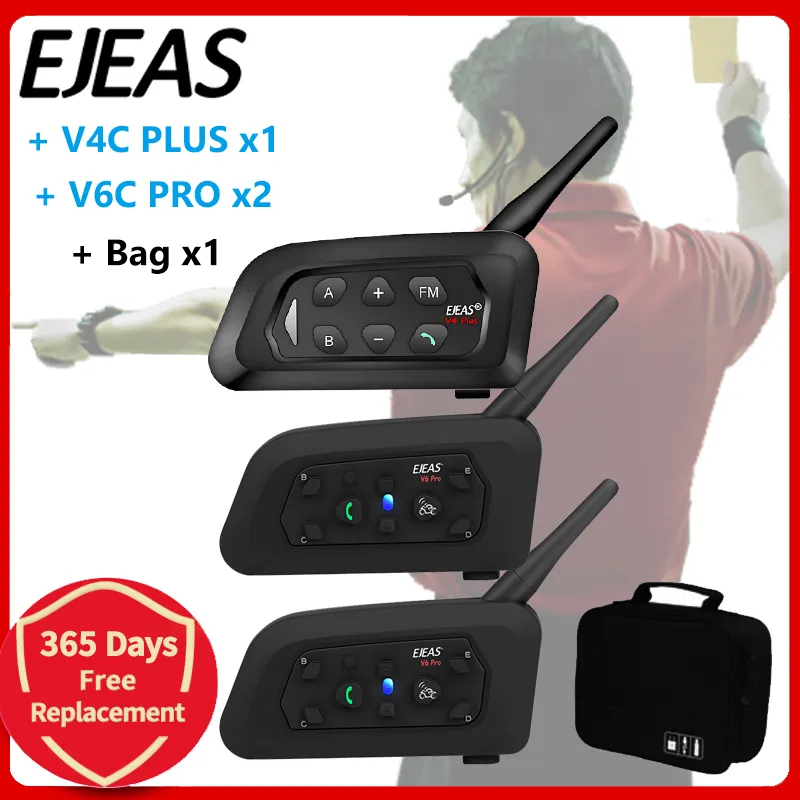 EJEAS V4C PLUS + V6C PROx2 サッカ - Bluetooth Headset Helmet 1000M のレビューと価格