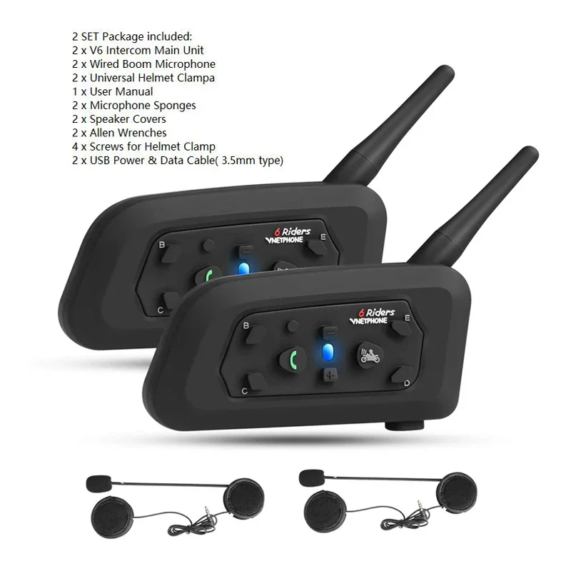 Vnetphone-オートバイ用ワイヤレスヘルメット,Blu - Motorcycle Helmet Intercom 6 Rider のレビューと価格