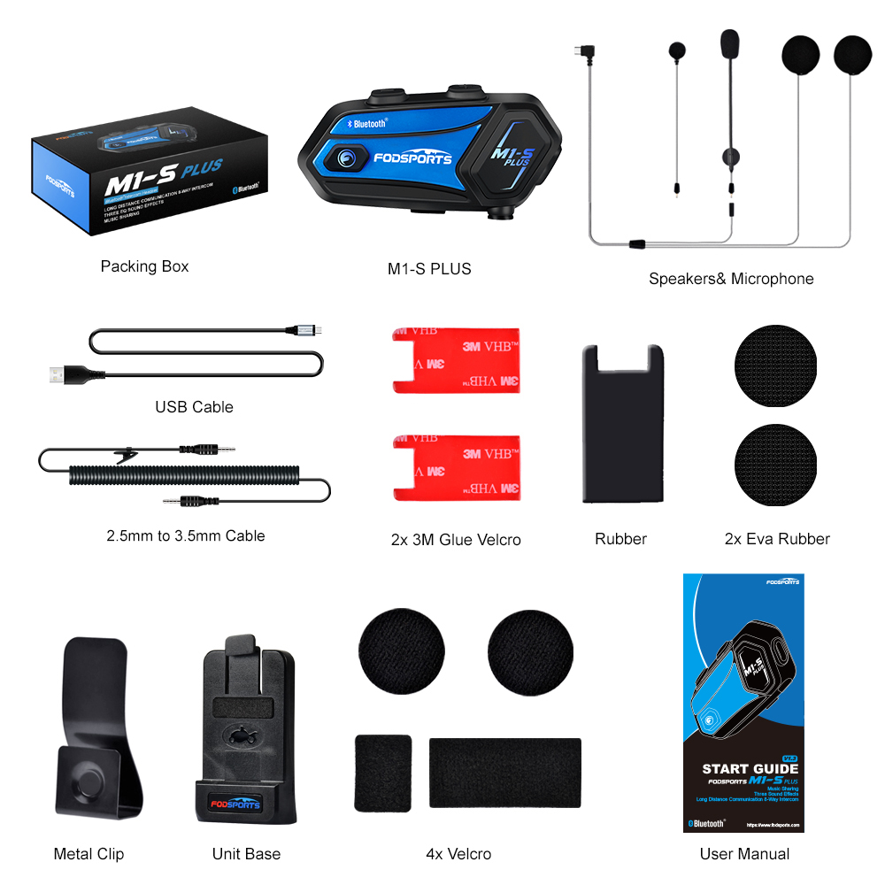 Fodsports M1-S Plus バイク用インターコム - Motorcycle Intercom Group 10 Riders のレビューと価格