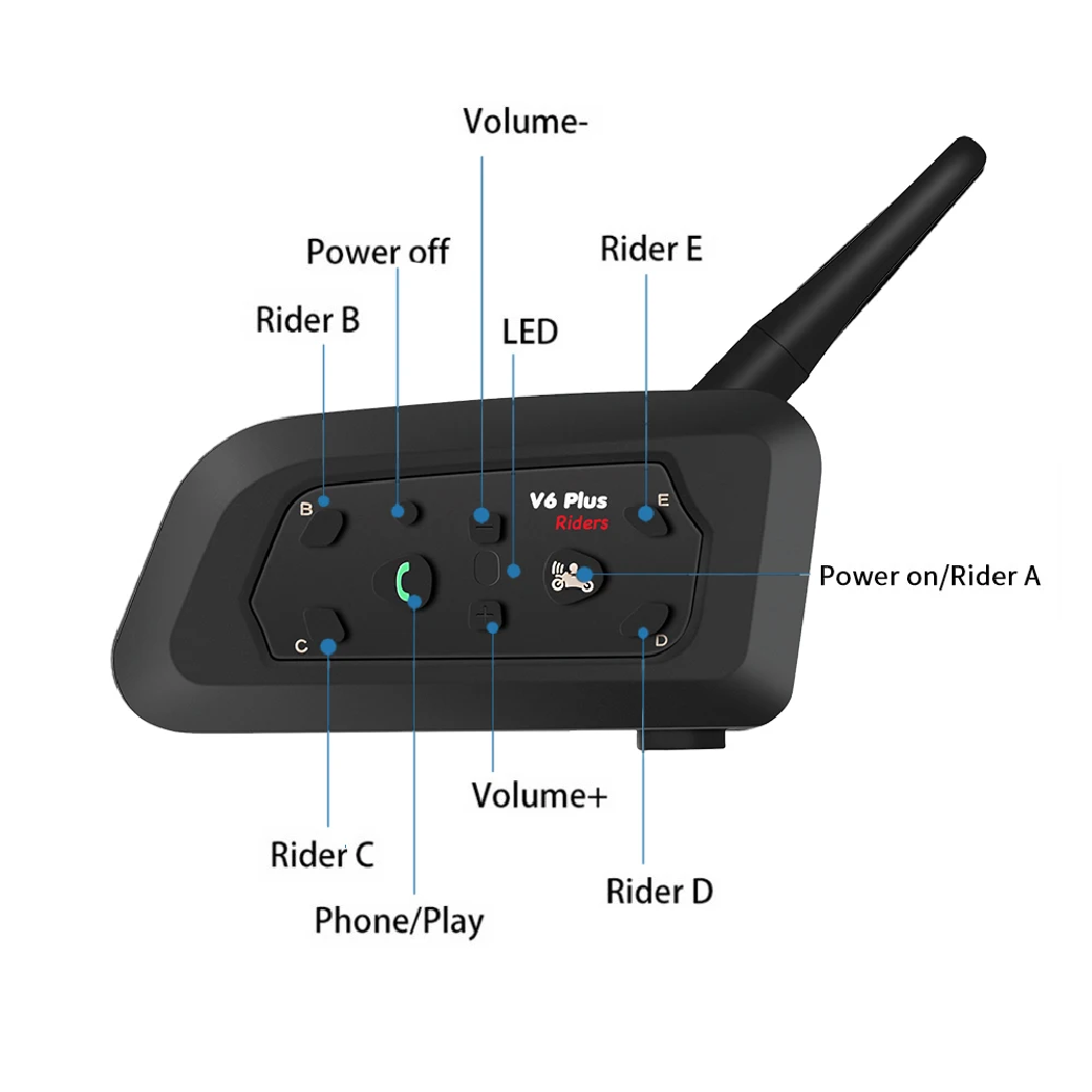 V6 PLUS オートバイヘルメットインターコム Bluet - Bluetooth Headset Helmet 1000M のレビューと価格