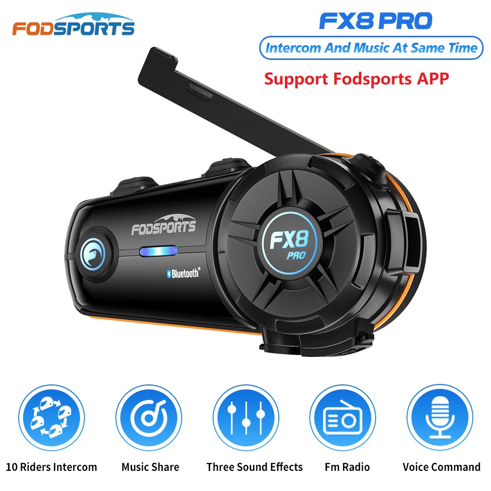 Fodsports FX8 ProオートバイのインカムBlu - Motorcycle Intercom With Fm Radio のレビューと価格