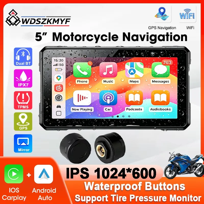 新型バイク用CarPlayディスプレイ、5インチ、デュアルB - Motorcycle Gps Navigator Waterproof のレビューと価格