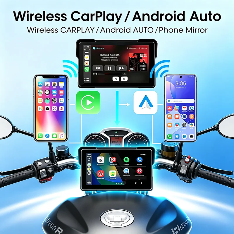 新型バイク用CarPlayディスプレイ、5インチ、デュアルB - Motorcycle Gps Navigator Waterproof のレビューと価格