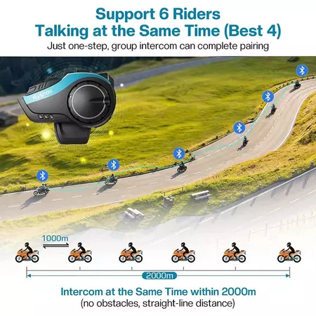 HY-02 防水インターホン 2000M グループ 6 ライ - Motorcycle Intercom Mesh 2000M のレビューと価格