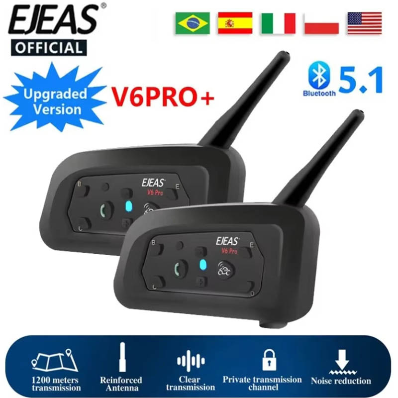 EJEAS 2個セット Type C V6 Pro モトイン - Motorcycle Helmet Intercom 6 Rider のレビューと価格