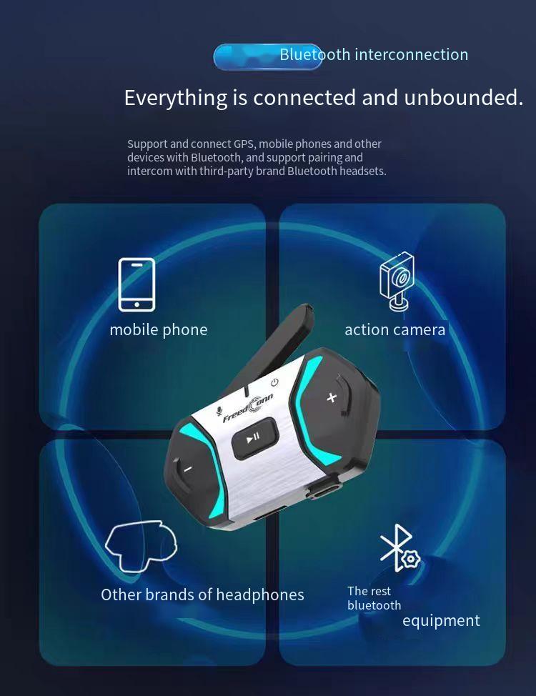 2000m範囲対応のBluetoothインターコムヘッドセッ - Motorcycle Intercom Mesh 2000M のレビューと価格