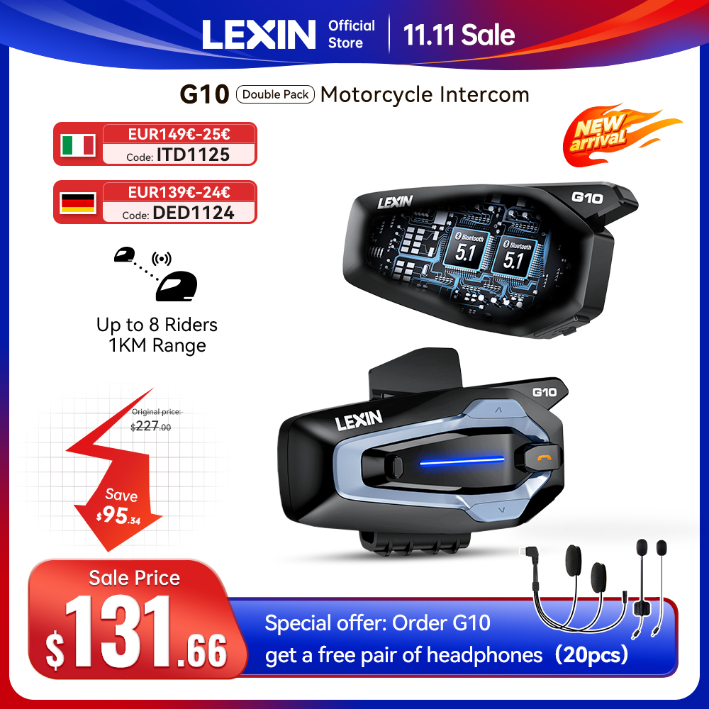 NEW-LEXIN G10 バイク用ヘルメットインターコム、 - Motorcycle Intercom With Fm Radio のレビューと価格
