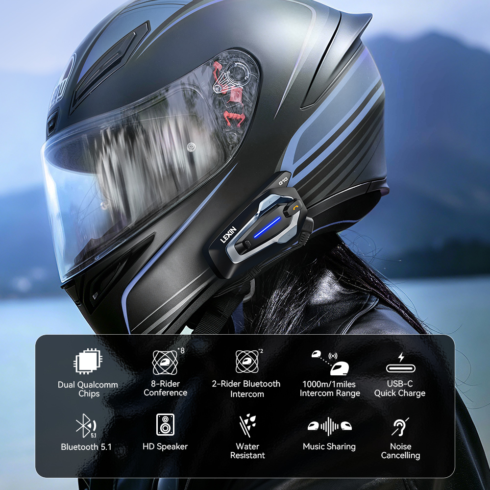 NEW-LEXIN G10 バイク用ヘルメットインターコム、 - Motorcycle Intercom With Fm Radio のレビューと価格