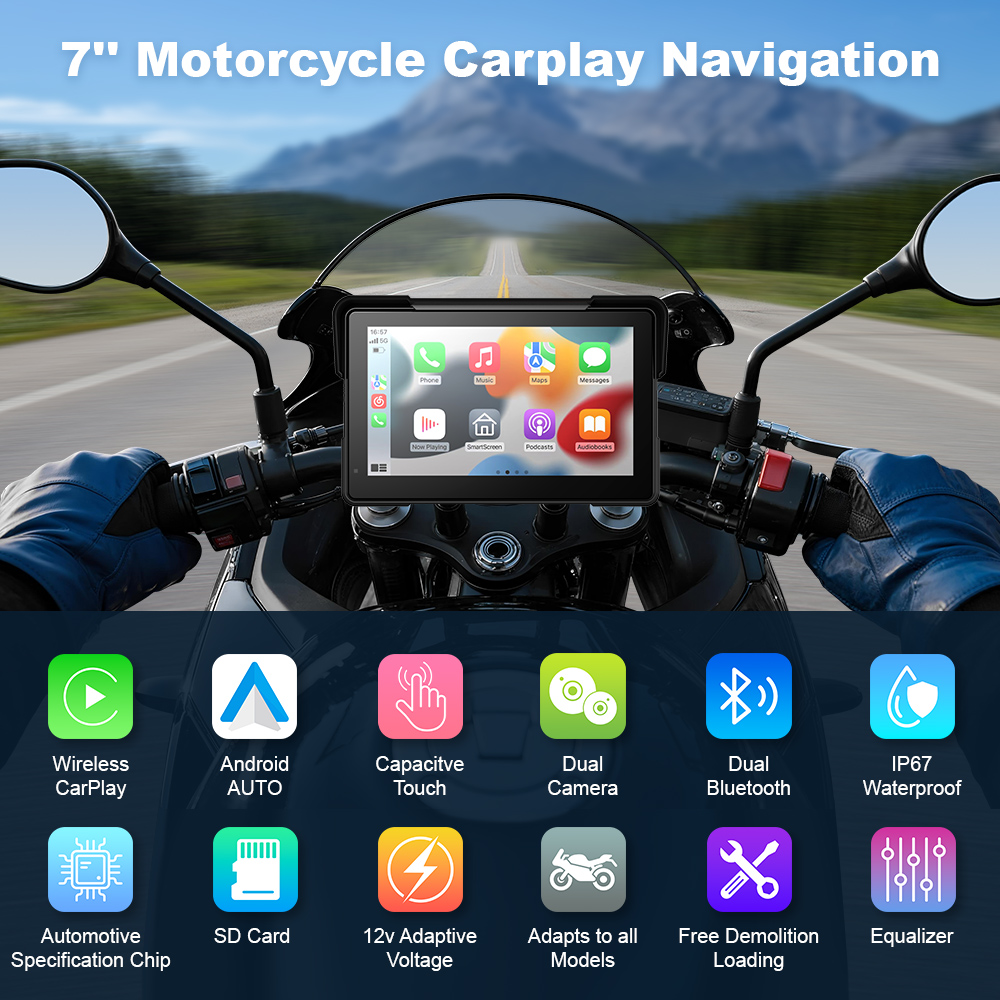 BEPOCAM 5/7 ''Carplay オートバイ DV - Motorcycle Gps Navigator Waterproof のレビューと価格