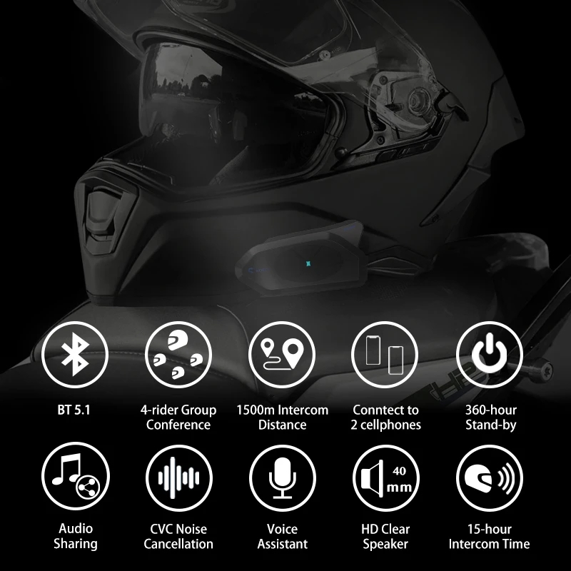 Gocoot-4人のモーターサイクリスト用のBluetoot - Motorcycle Intercom With Fm Radio のレビューと価格
