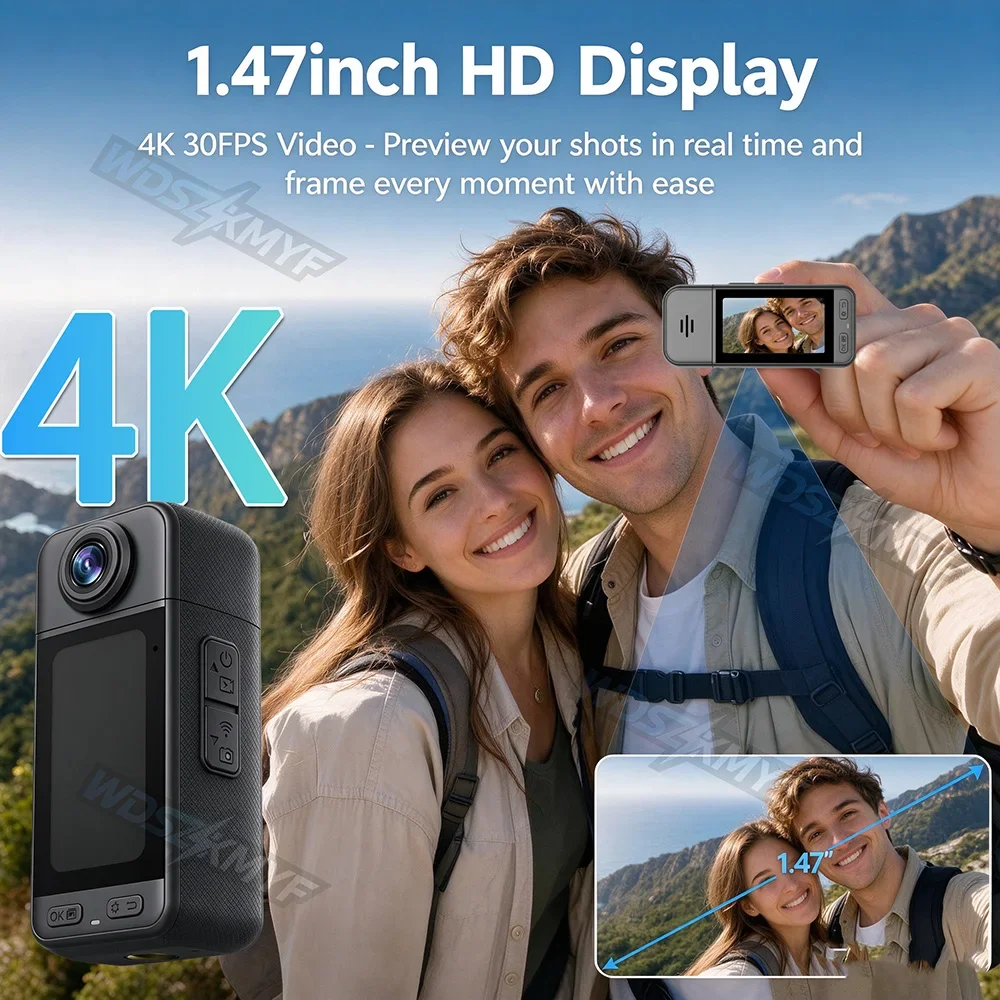 4K対応の小型アクションカメラ。1.47インチのディスプレイ - Helmet Camera 4K Wifi のレビューと価格