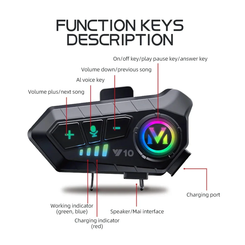 Y10 オートバイ用 Bluetooth 5.3 ヘルメット - Motorcycle Intercom With Fm Radio のレビューと価格