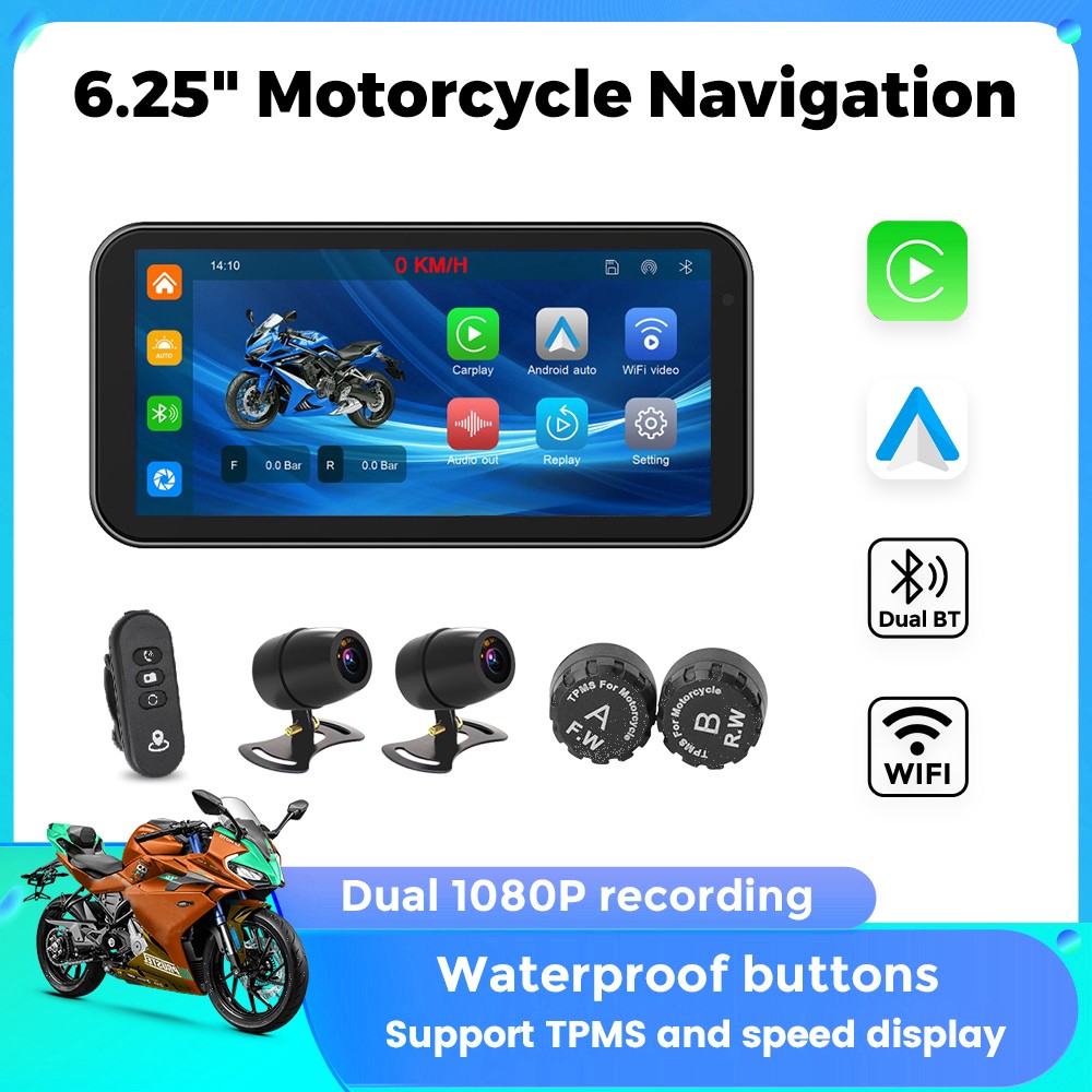 6.25インチバイク用ポータブルGPSナビゲーションBTワイ - Motorcycle Gps Navigator Waterproof のレビューと価格