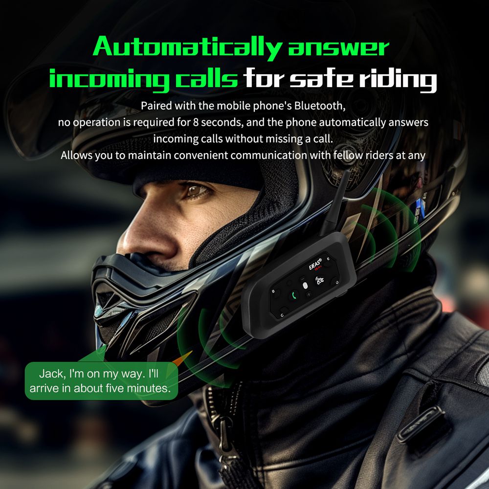 Ejeas-6人のモーターサイクリストのためのオートバイのヘ - Motorcycle Helmet Intercom 6 Rider のレビューと価格