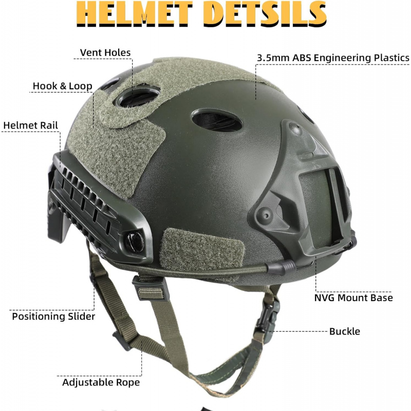 調節可能なタクティカルヘルメット、ヘルメットカバー付き、PJ - Helmet Headset Noise Cancellation のレビューと価格