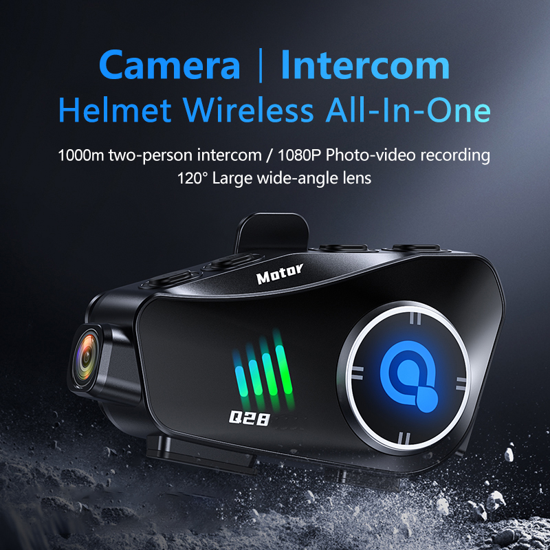 Q28 Bluetooth オートバイヘルメットヘッドセット - Helmet Communication System Camera のレビューと価格