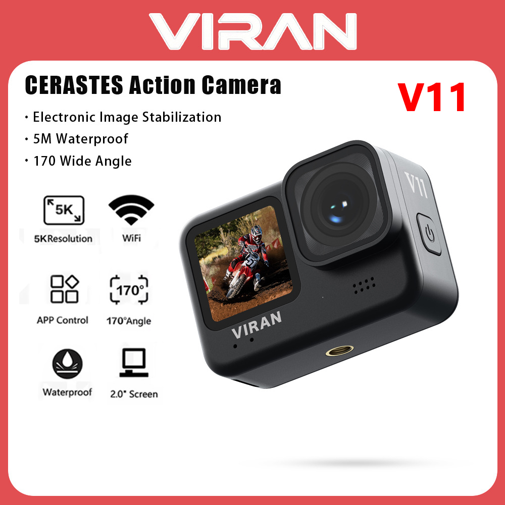 VIRAN V11 5K 4K60FPSアクションカメラ 4 - Helmet Communication System Camera のレビューと価格